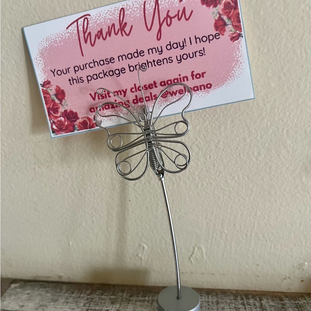 Silver Wire Butterfly and Flower Photo Holder Set - Picture 7 of 8